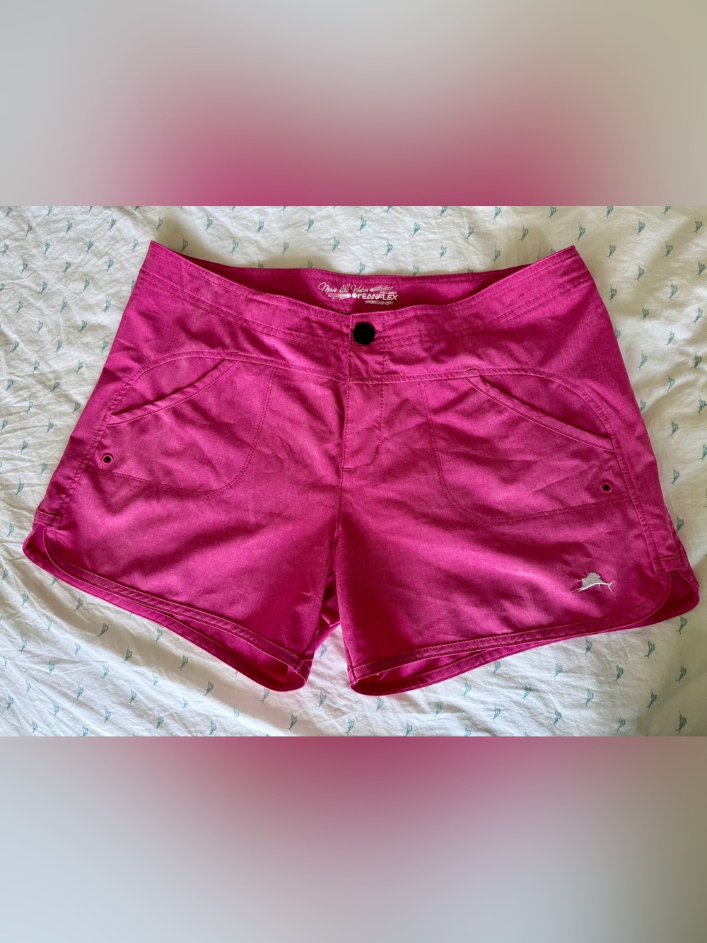 Pelagic Women’s OceanFlex Hybrid Pink Fishing Running Athletic Shorts Size 6